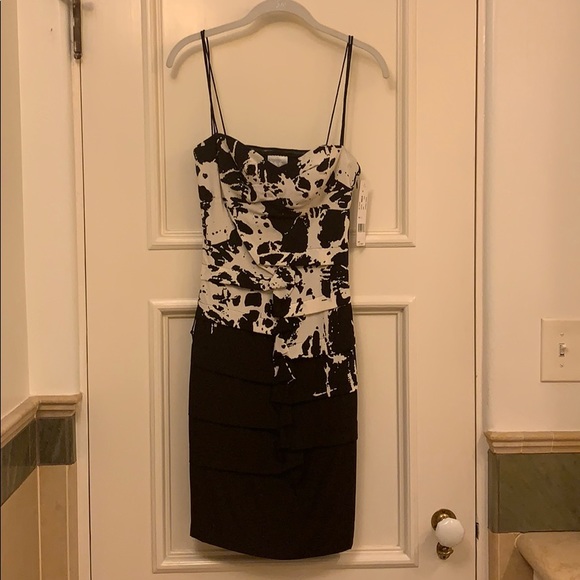 nicole miller black and white dress NICOLE MILLER Silk Mix Black White Colour Block Shift Dress (S)  The  Freperie